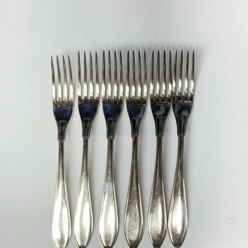 Set Of 6 Swedish SV Prima NY Silver Silverplate Cocktail Forks ‎ 4.5